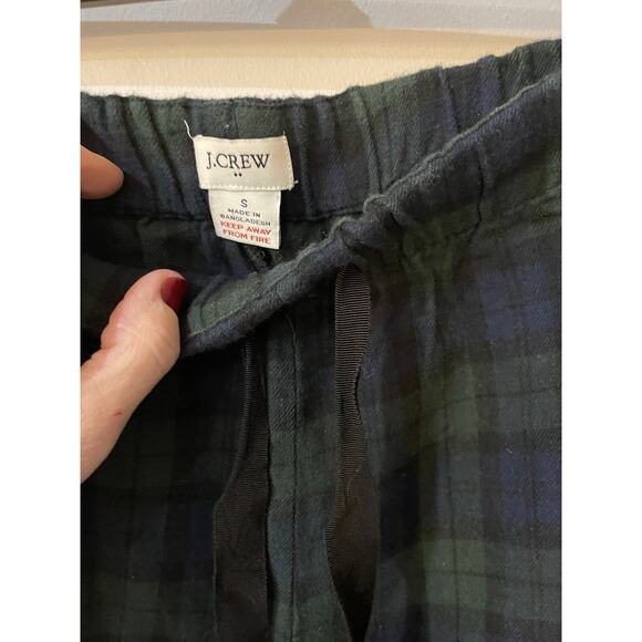 J.Crew 100% Cotton Flannel Pajama Pant Tartan Blue/ Green Plaid Sz Small Lounge - Picture 2 of 4